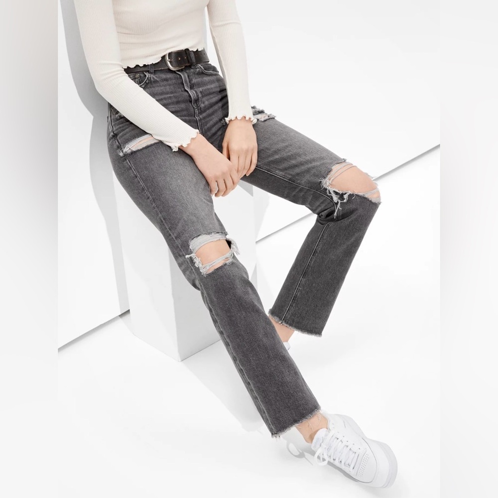 American Eagle distressed 90s boyfriend grey jeans